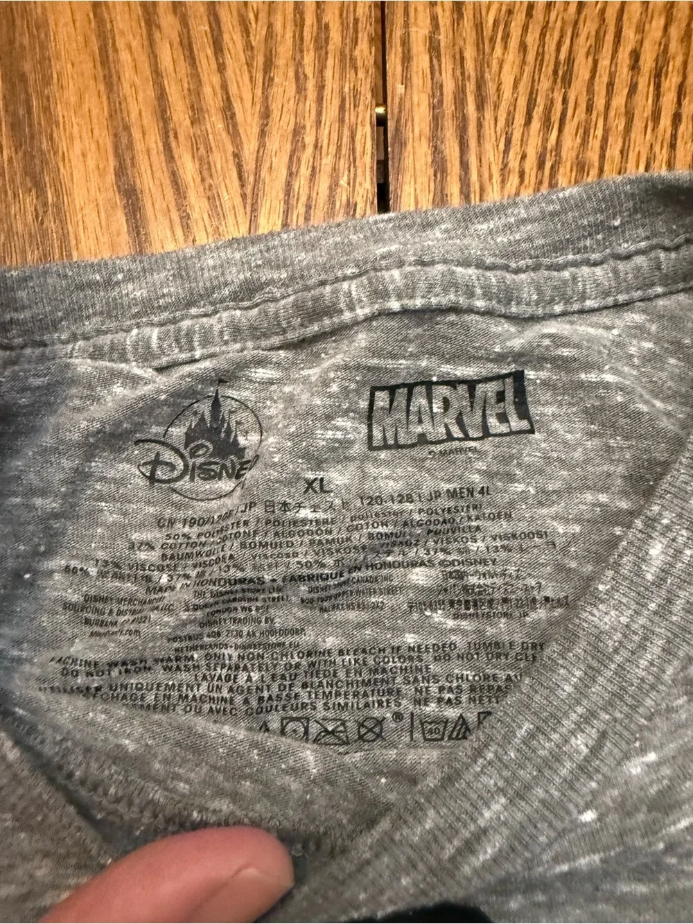 Disney Marvel Gray Short Sleeve Avengers Tee with Black Wave Graphic